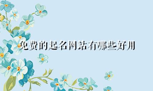 免费的起名网站有哪些好用