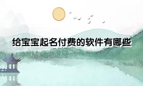 给宝宝起名付费的软件有哪些