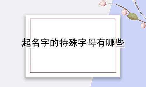 起名字的特殊字母有哪些