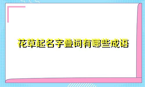 花草起名字叠词有哪些成语