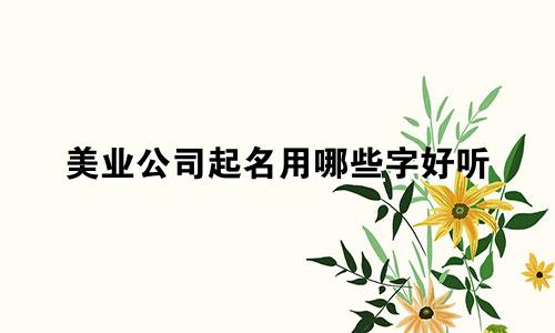 美业公司起名用哪些字好听