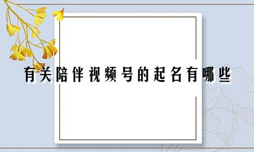 有关陪伴视频号的起名有哪些