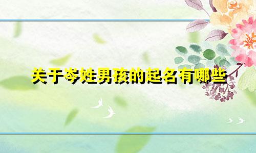 关于岑姓男孩的起名有哪些