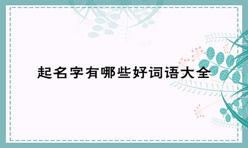 起名字有哪些好词语大全