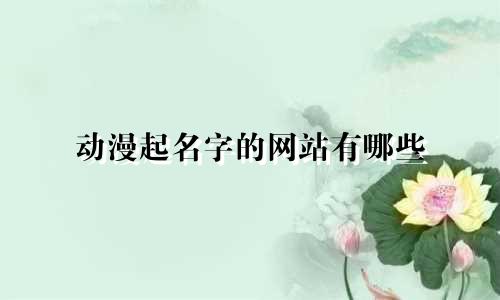 动漫起名字的网站有哪些