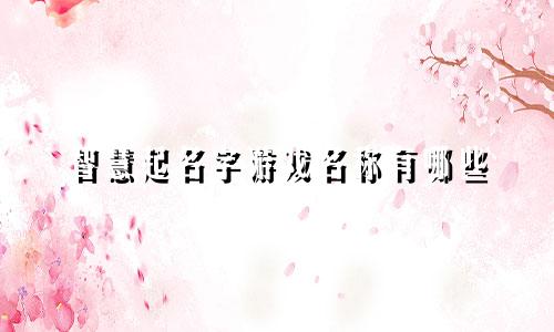 智慧起名字游戏名称有哪些