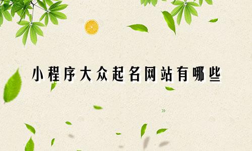 小程序大众起名网站有哪些