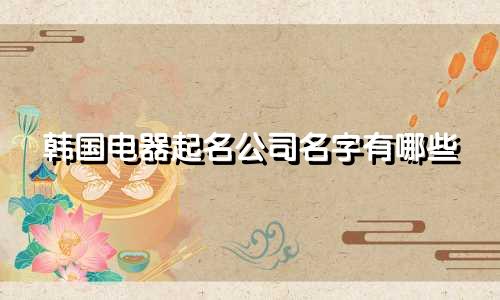 韩国电器起名公司名字有哪些