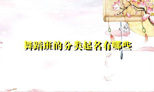 舞蹈班的分类起名有哪些
