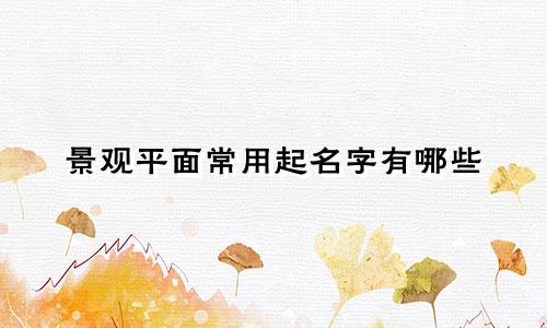 景观平面常用起名字有哪些