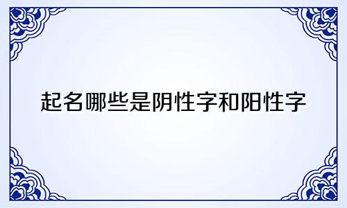 起名哪些是阴性字和阳性字