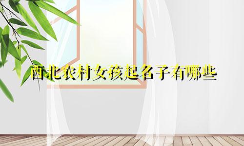 西北农村女孩起名子有哪些