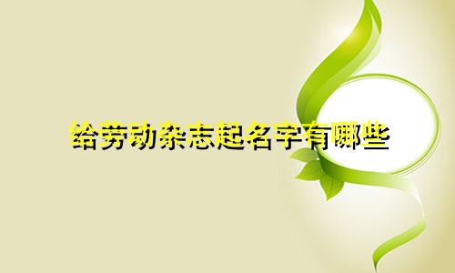 给劳动杂志起名字有哪些