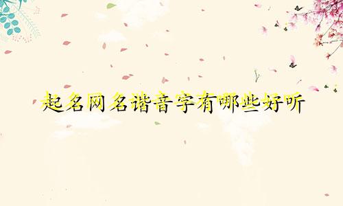 起名网名谐音字有哪些好听