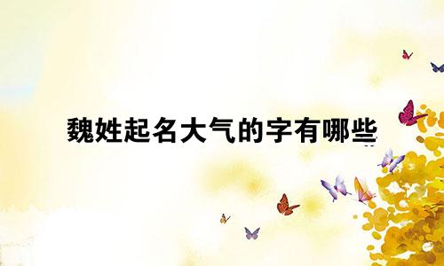 魏姓起名大气的字有哪些