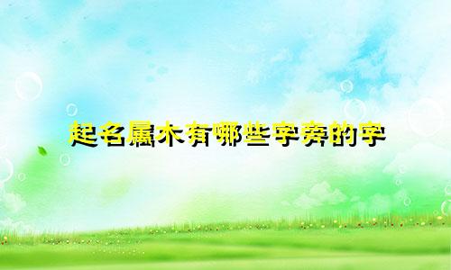 起名属木有哪些字旁的字