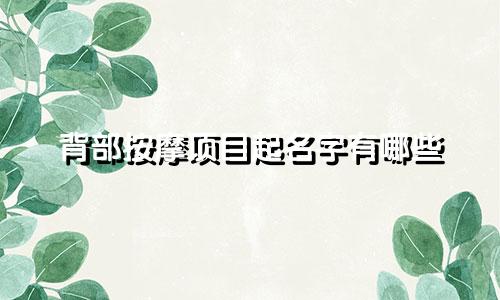 背部按摩项目起名字有哪些