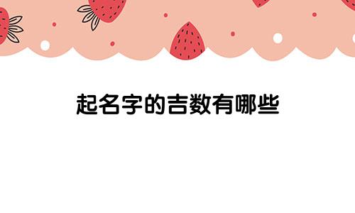 起名字的吉数有哪些