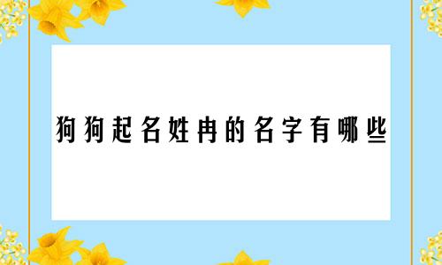 狗狗起名姓冉的名字有哪些