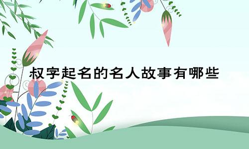 叔字起名的名人故事有哪些
