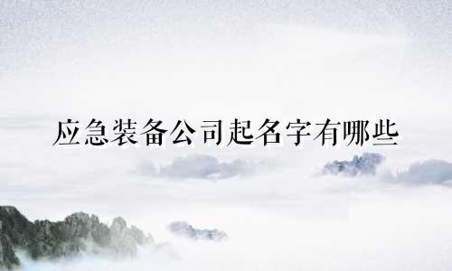 应急装备公司起名字有哪些