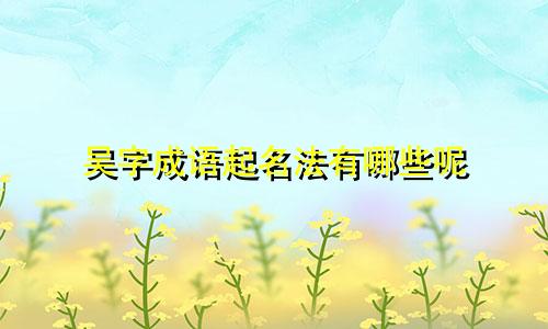 吴字成语起名法有哪些呢