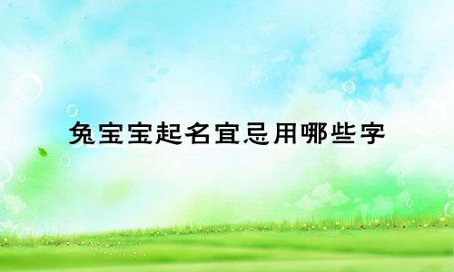兔宝宝起名宜忌用哪些字
