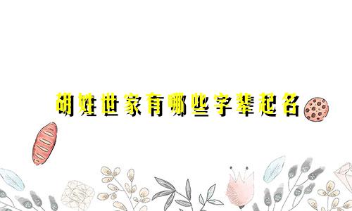 胡姓世家有哪些字辈起名