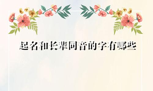 起名和长辈同音的字有哪些
