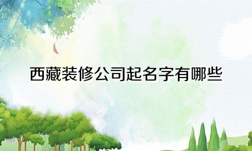 西藏装修公司起名字有哪些