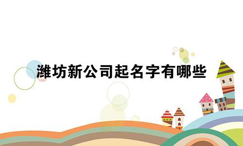潍坊新公司起名字有哪些