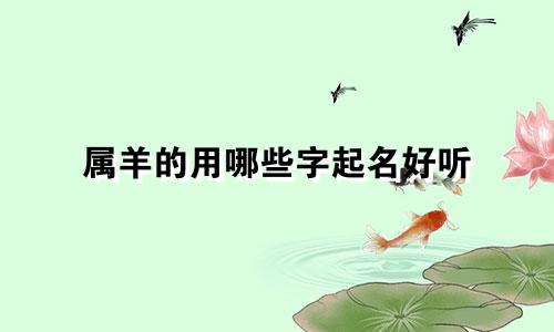 属羊的用哪些字起名好听