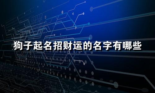 狗子起名招财运的名字有哪些