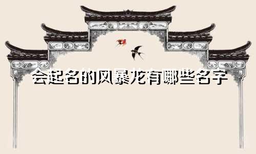 会起名的风暴龙有哪些名字
