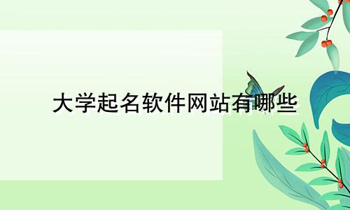 大学起名软件网站有哪些