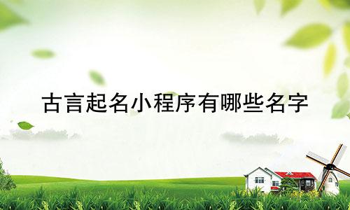 古言起名小程序有哪些名字