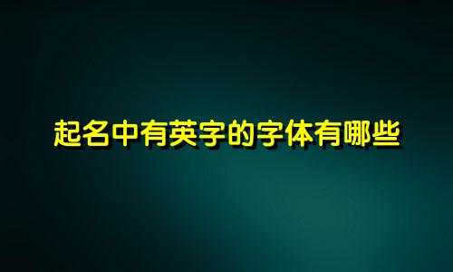 起名中有英字的字体有哪些