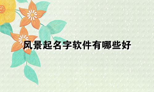 风景起名字软件有哪些好