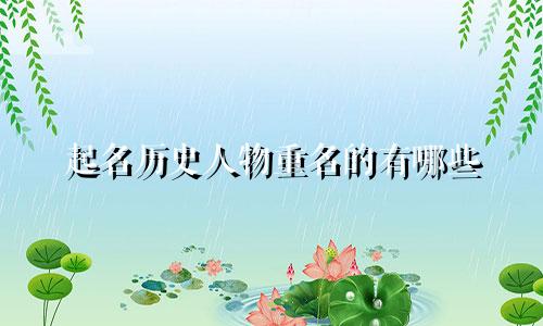 起名历史人物重名的有哪些