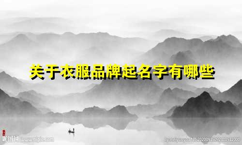 关于衣服品牌起名字有哪些