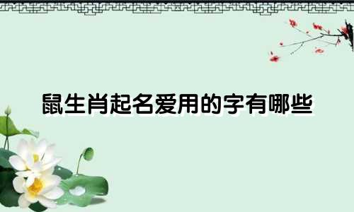 鼠生肖起名爱用的字有哪些
