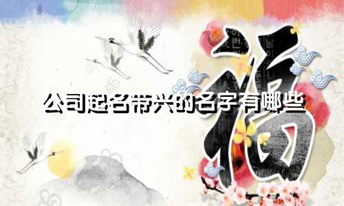 公司起名带兴的名字有哪些
