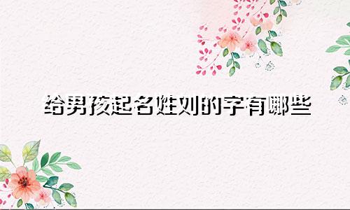 给男孩起名姓刘的字有哪些