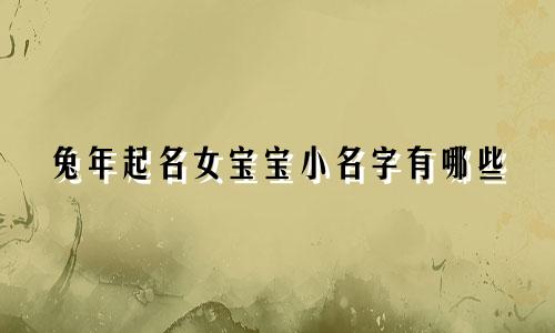 兔年起名女宝宝小名字有哪些