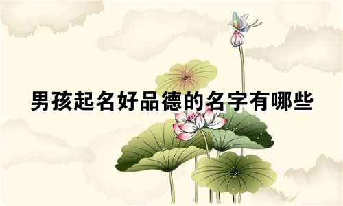 男孩起名好品德的名字有哪些