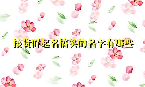 接货群起名搞笑的名字有哪些