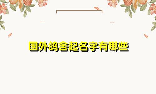 国外鸽舍起名字有哪些