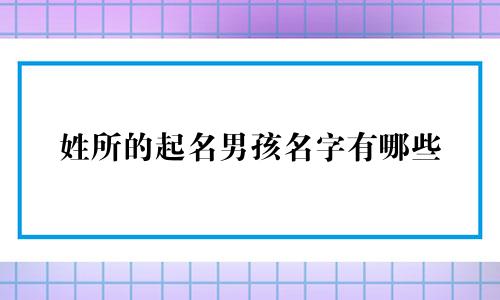 姓所的起名男孩名字有哪些
