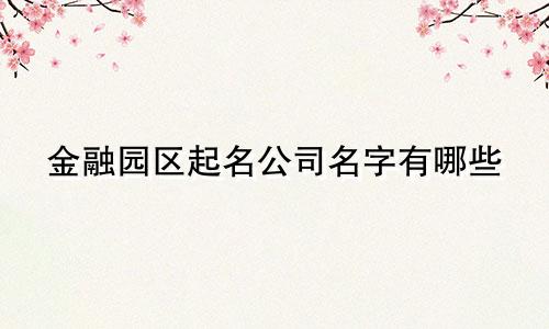 金融园区起名公司名字有哪些