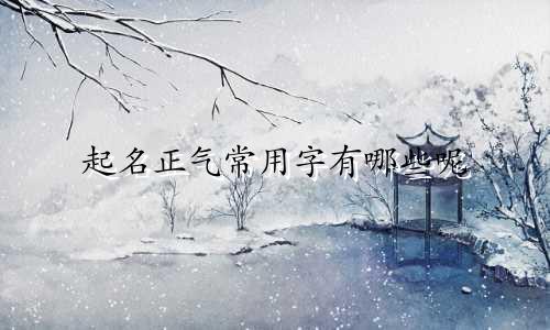起名正气常用字有哪些呢